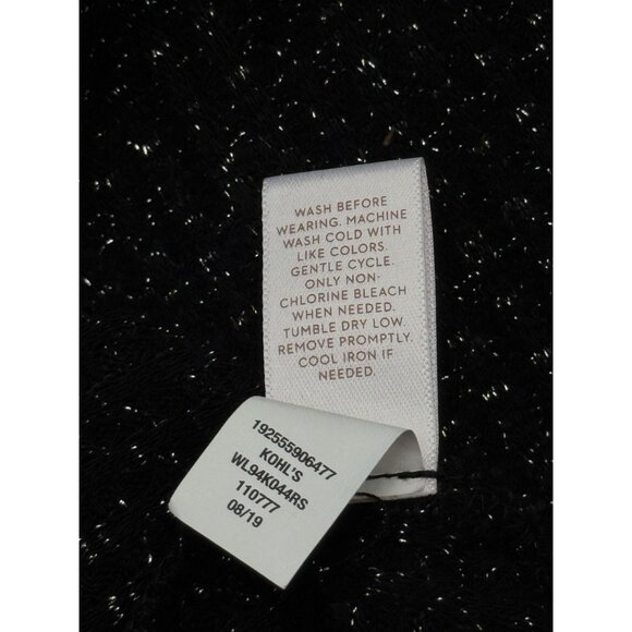 LC Lauren Conrad Size S Womens Black Glitter Knit Drawstring Long Sleeve Top - Picture 7 of 8